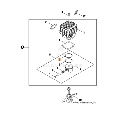 ECHO part A101000570 — IPL diagram snippet (6x zoom, amber highlight)