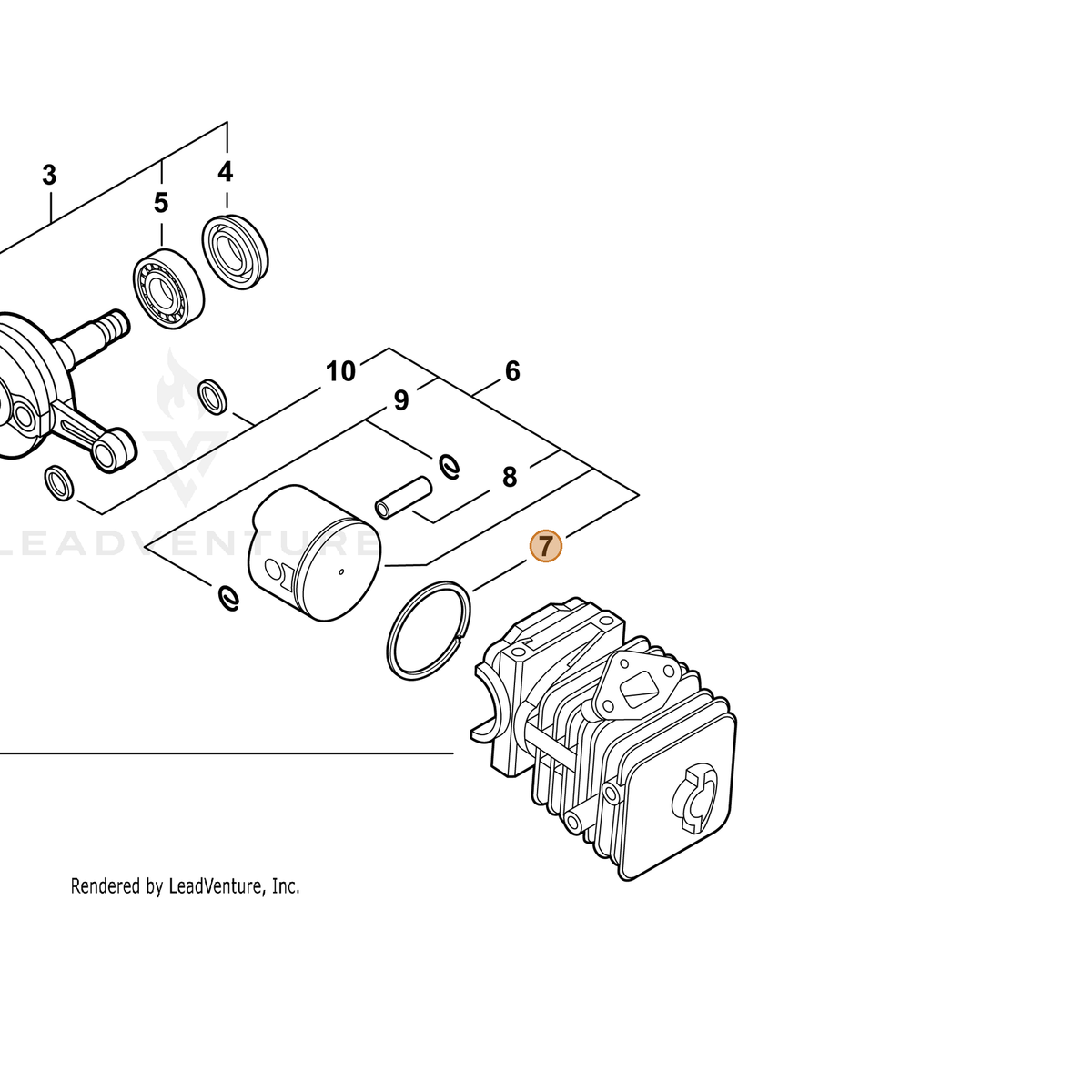 ECHO part A101000630 — IPL diagram snippet (6x zoom, amber highlight)