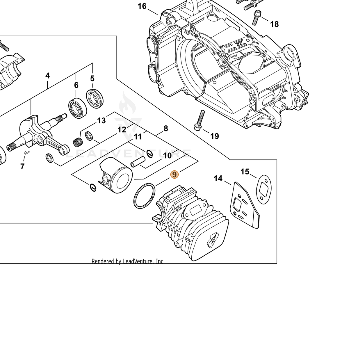 ECHO part A101000650 — IPL diagram snippet (6x zoom, amber highlight)