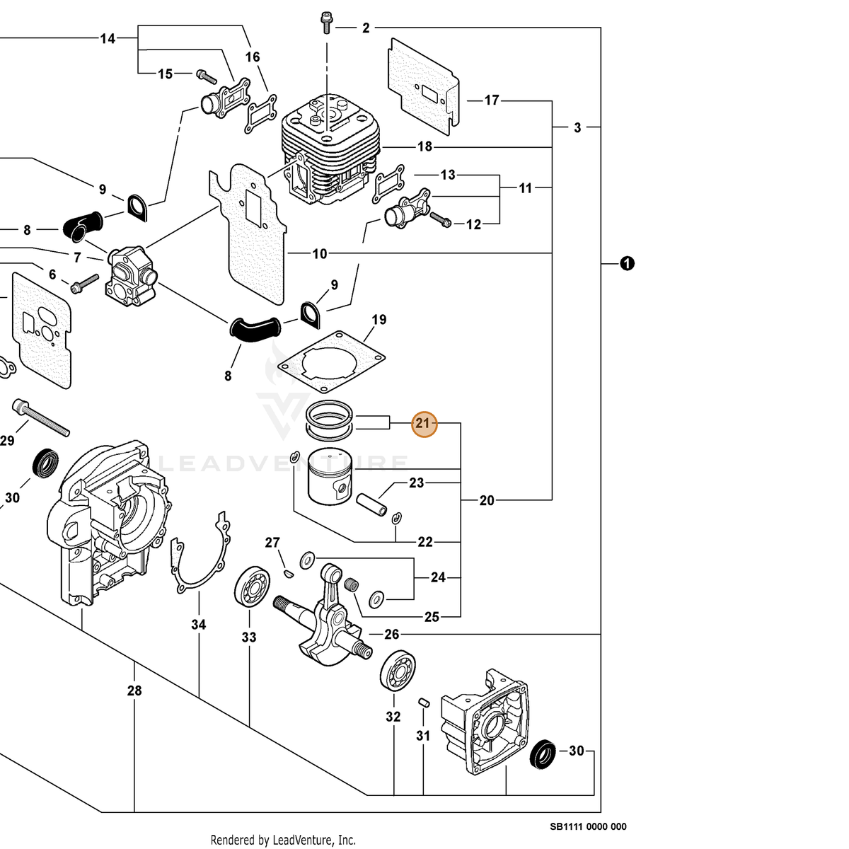 ECHO part A101000660 — IPL diagram snippet (6x zoom, amber highlight)