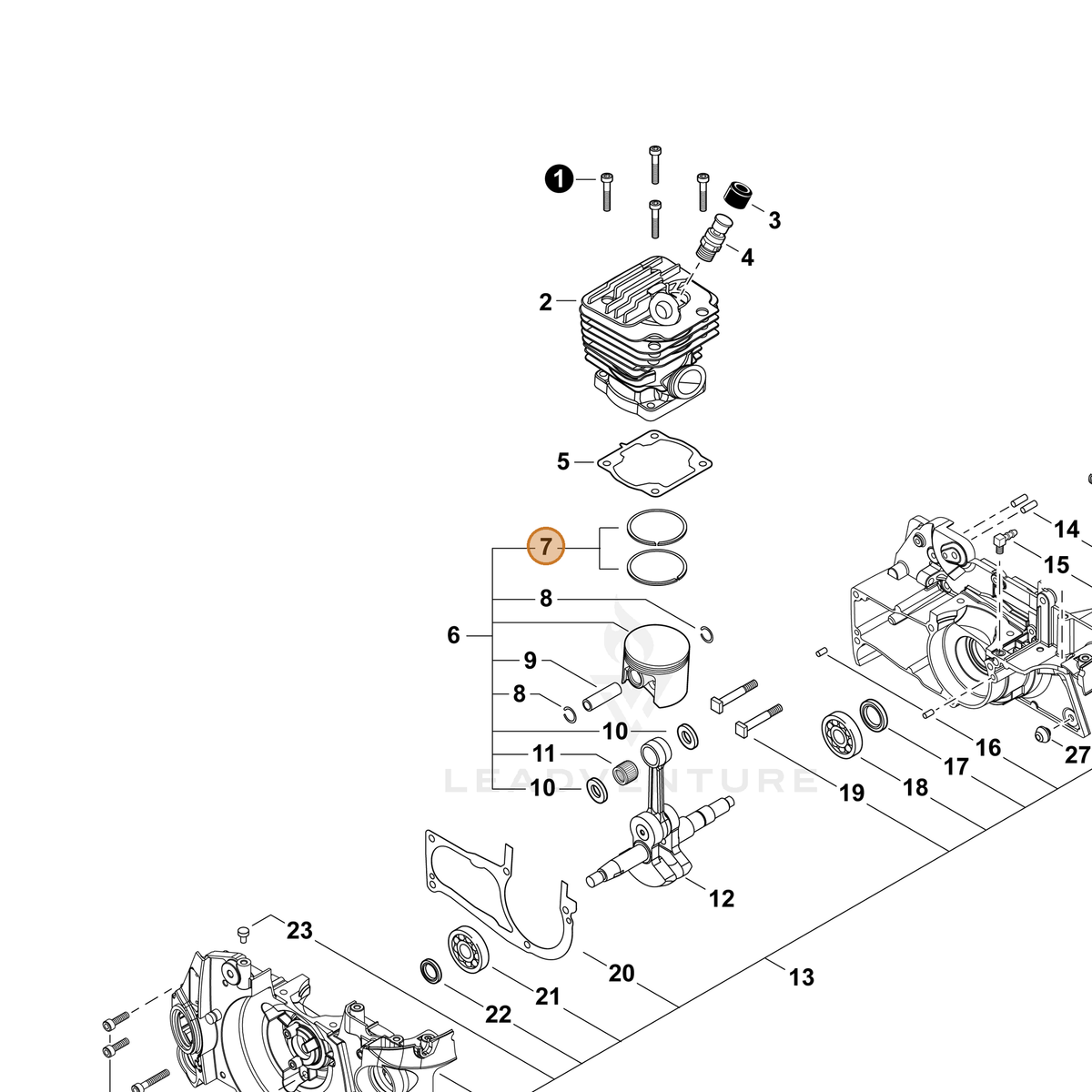 ECHO part A101000690 — IPL diagram snippet (6x zoom, amber highlight)