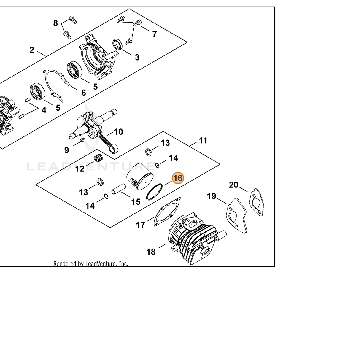 ECHO part A101000700 — IPL diagram snippet (6x zoom, amber highlight)