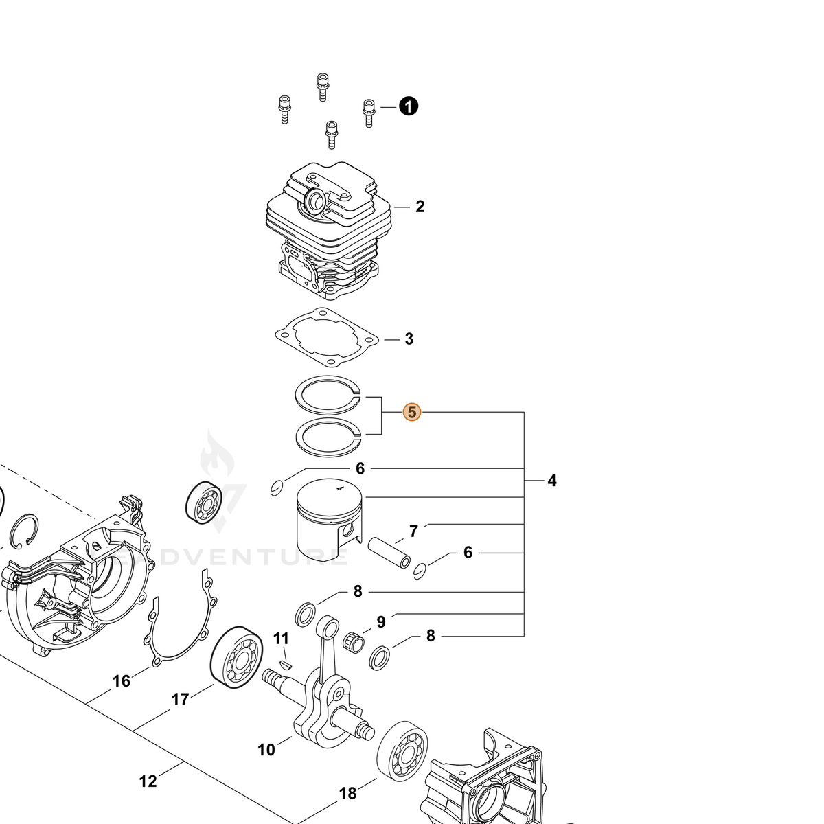 ECHO part A101000760 — IPL diagram snippet (6x zoom, amber highlight)