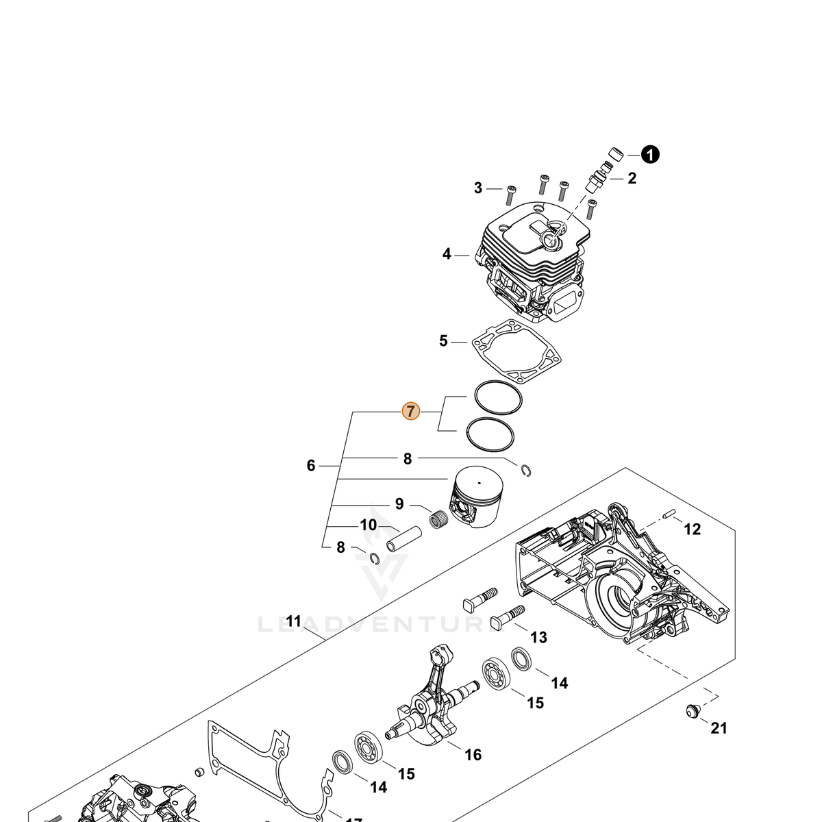 ECHO part A101000790 — IPL diagram snippet (6x zoom, amber highlight)