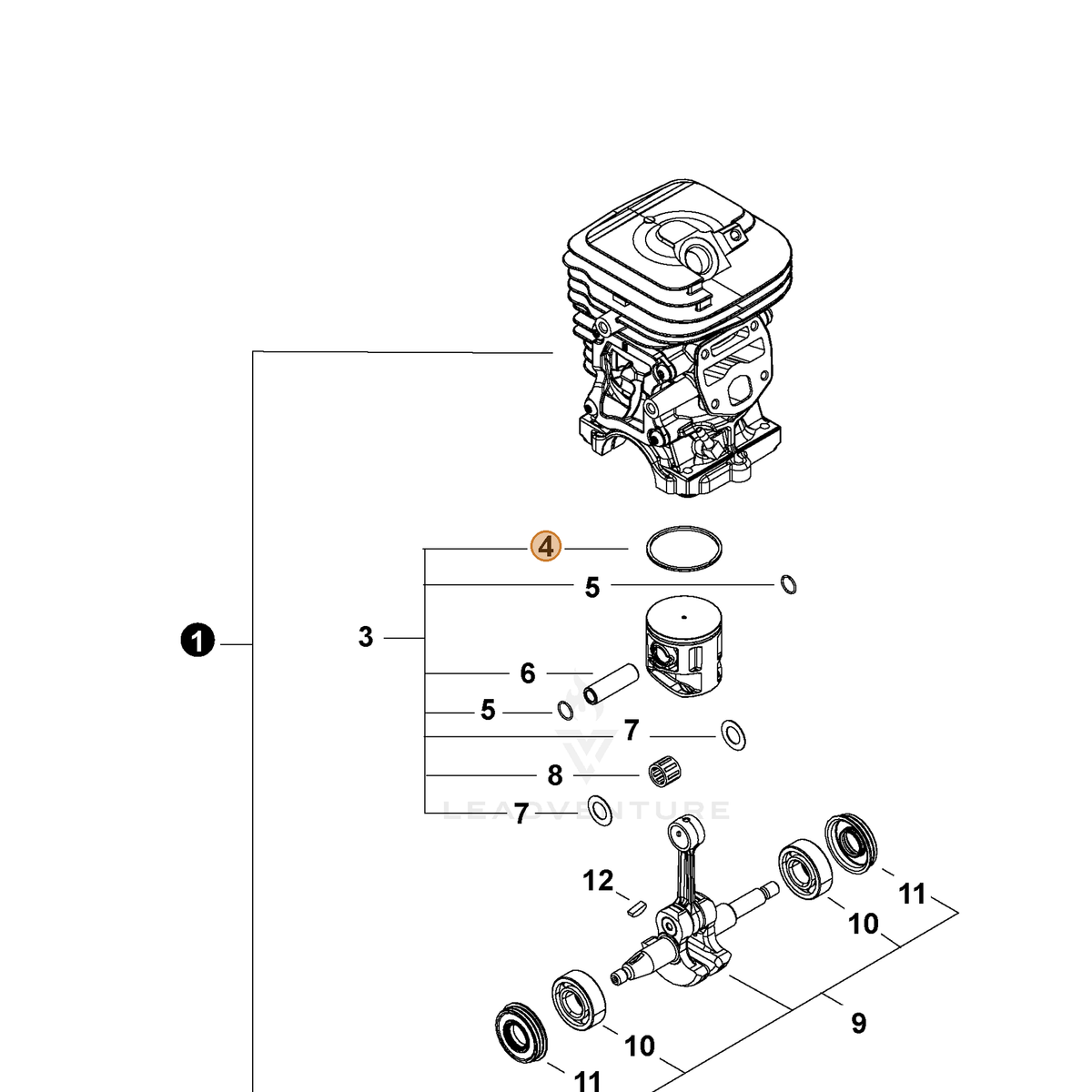 ECHO part A101000840 — IPL diagram snippet (6x zoom, amber highlight)