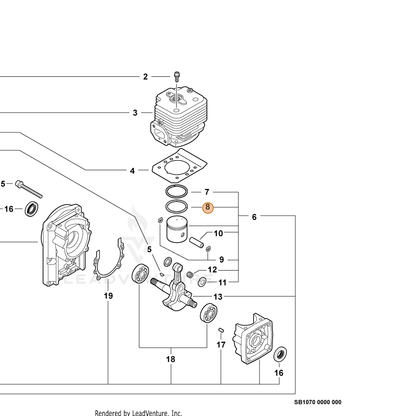 Echo part A101000890 — IPL diagram snippet (6x zoom, amber highlight)