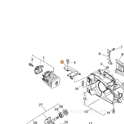 ECHO part A127000050 — IPL diagram snippet (6x zoom, amber highlight)