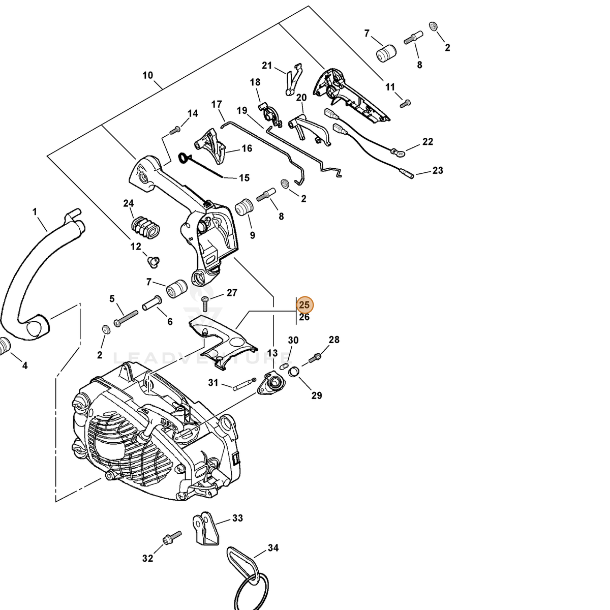 ECHO part A127000130 — IPL diagram snippet (6x zoom, amber highlight)