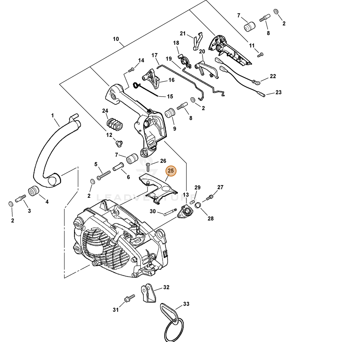 ECHO part A127000190 — IPL diagram snippet (6x zoom, amber highlight)