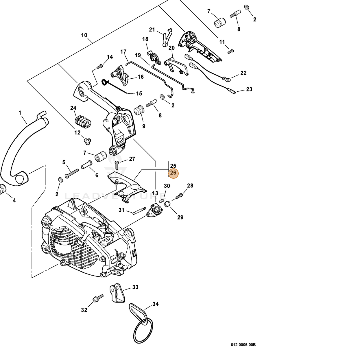 ECHO part A127000220 — IPL diagram snippet (6x zoom, amber highlight)