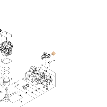 ECHO part A127000361 — IPL diagram snippet (6x zoom, amber highlight)