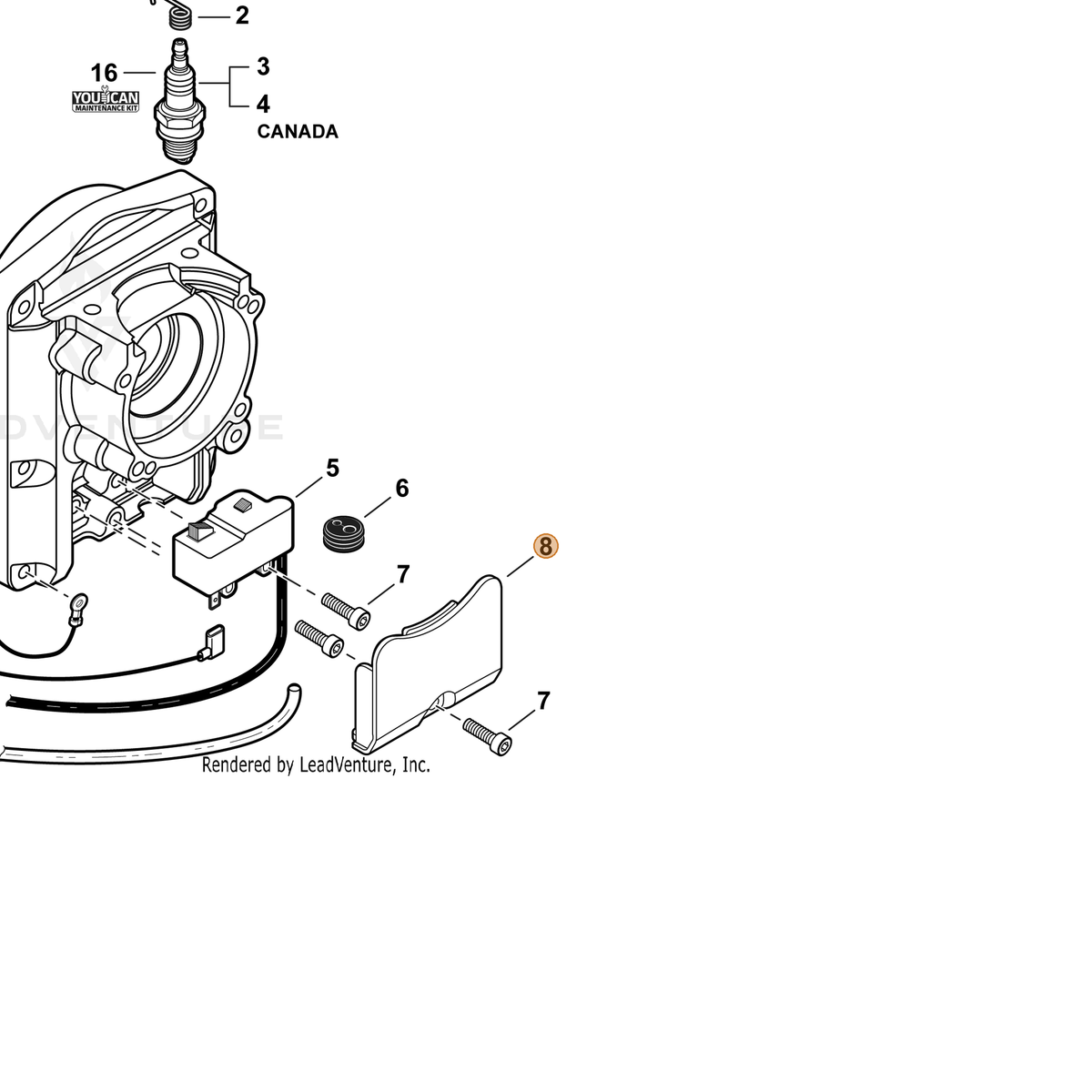 ECHO part A127000420 — IPL diagram snippet (6x zoom, amber highlight)