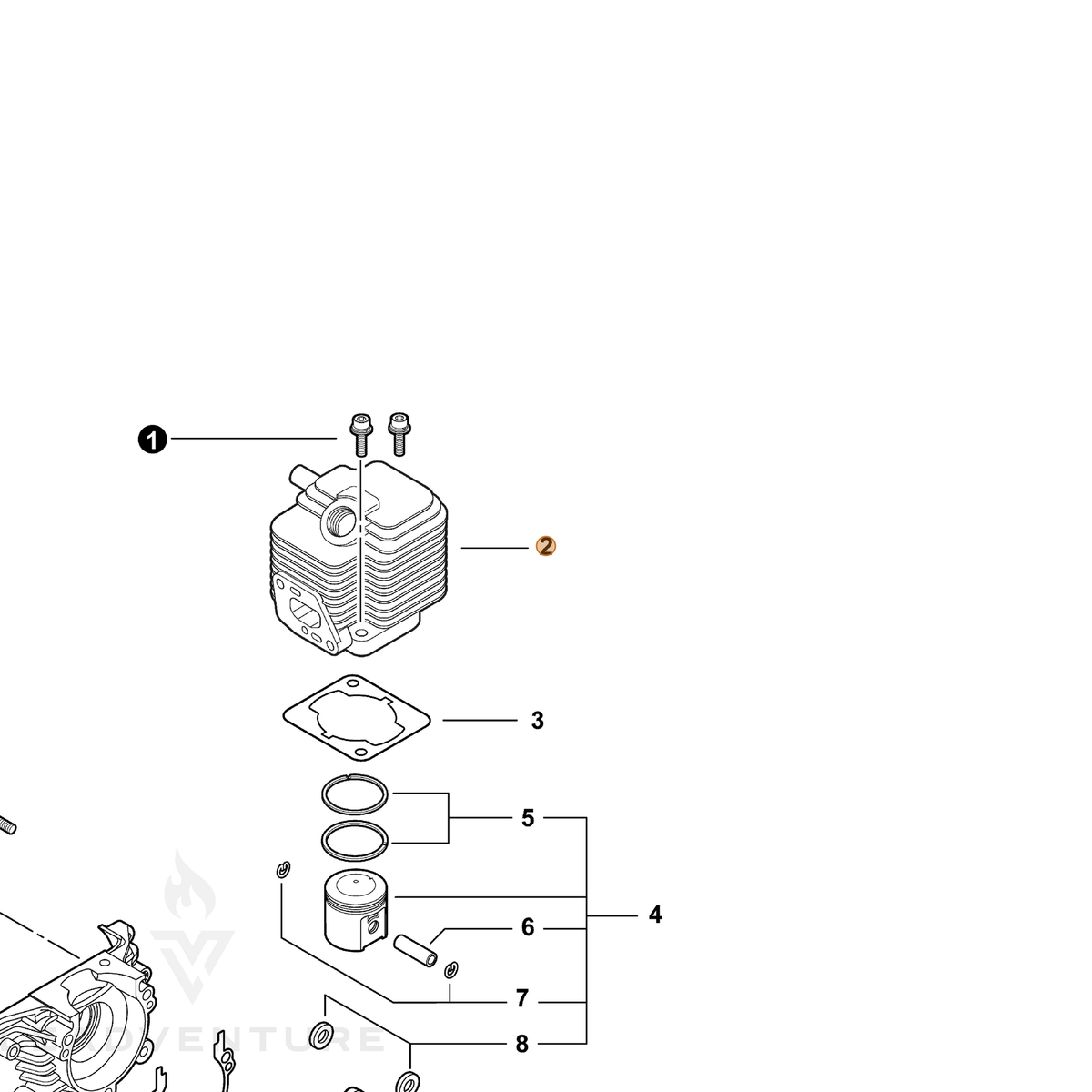 ECHO part A130000012 — IPL diagram snippet (6x zoom, amber highlight)