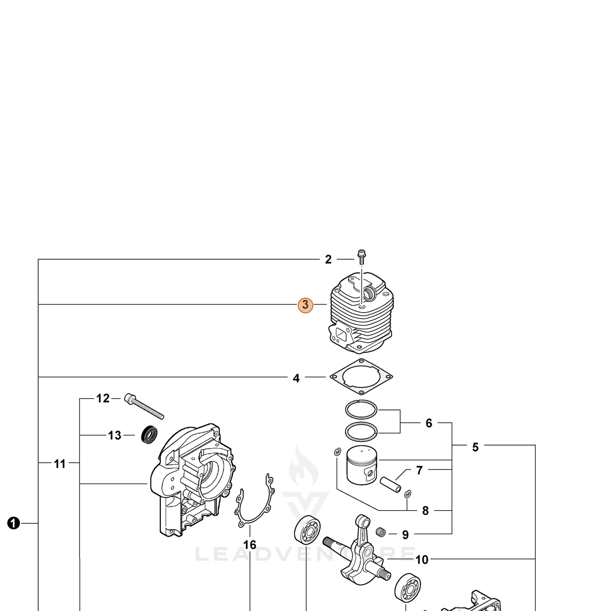 ECHO part A130000111 — IPL diagram snippet (6x zoom, amber highlight)