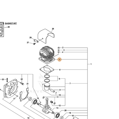 ECHO part A130000180 — IPL diagram snippet (6x zoom, amber highlight)