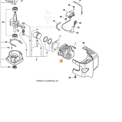 ECHO part A130000420 — IPL diagram snippet (6x zoom, amber highlight)