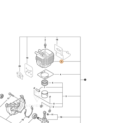ECHO part A130000430 — IPL diagram snippet (6x zoom, amber highlight)