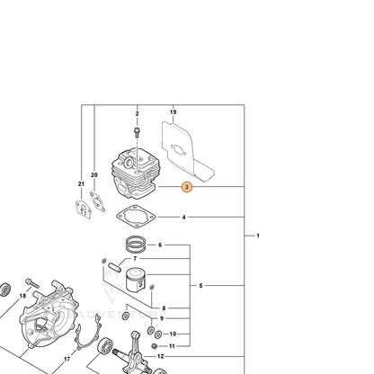 ECHO part A130000560 — IPL diagram snippet (6x zoom, amber highlight)