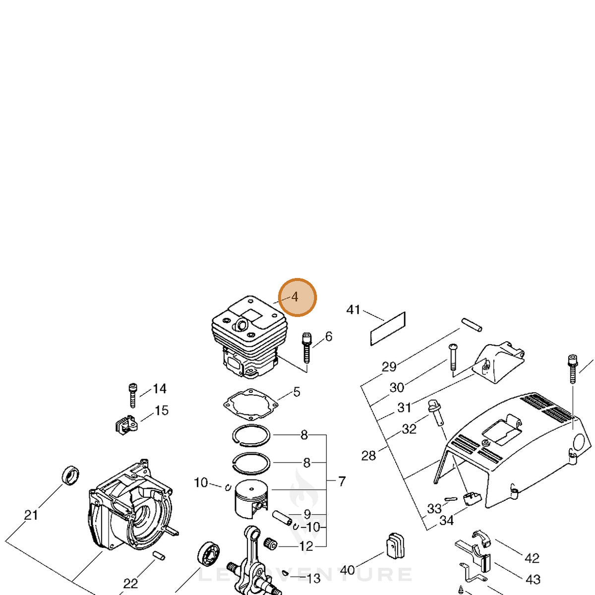 ECHO part A130000590 — IPL diagram snippet (6x zoom, amber highlight)