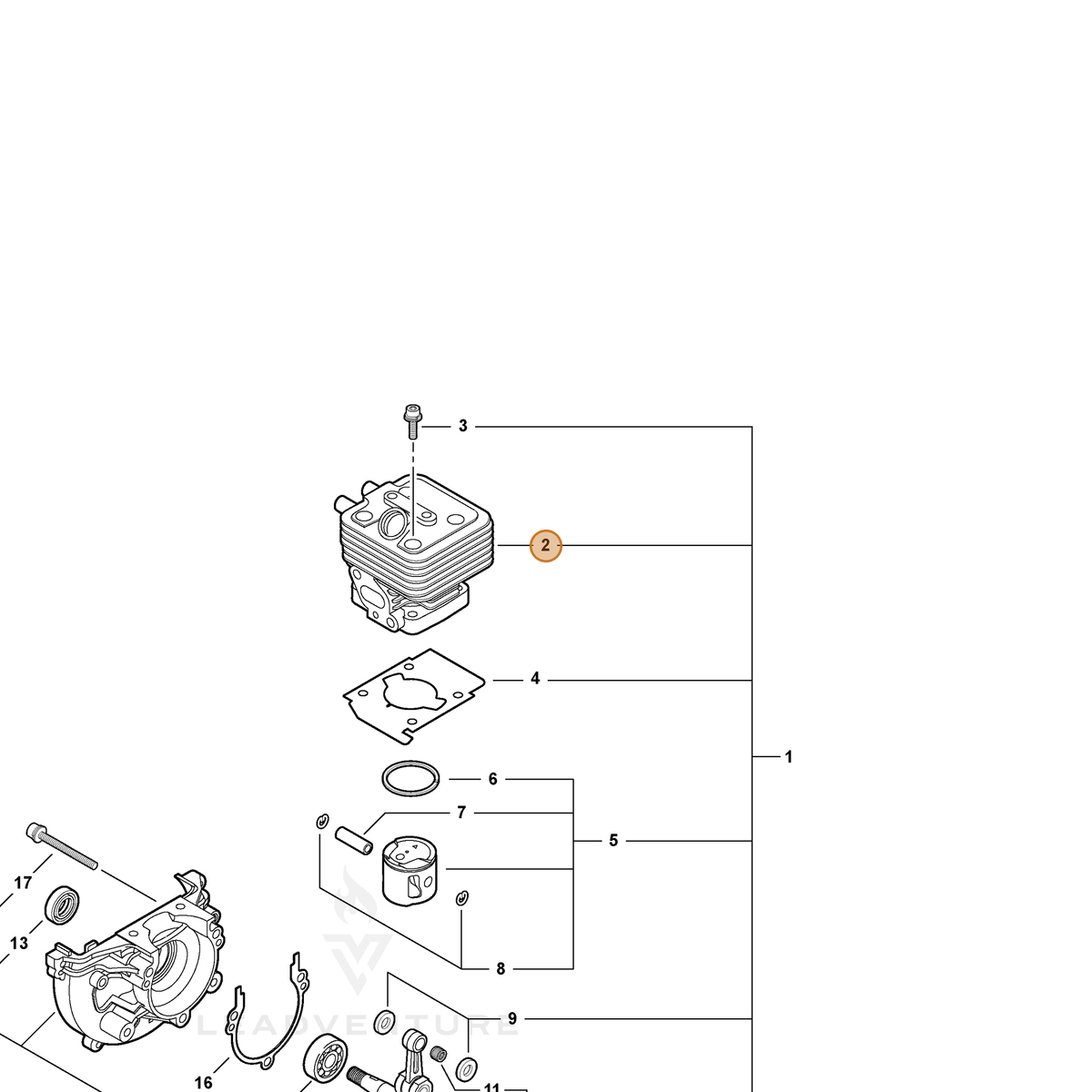 ECHO part A130000672 — IPL diagram snippet (6x zoom, amber highlight)