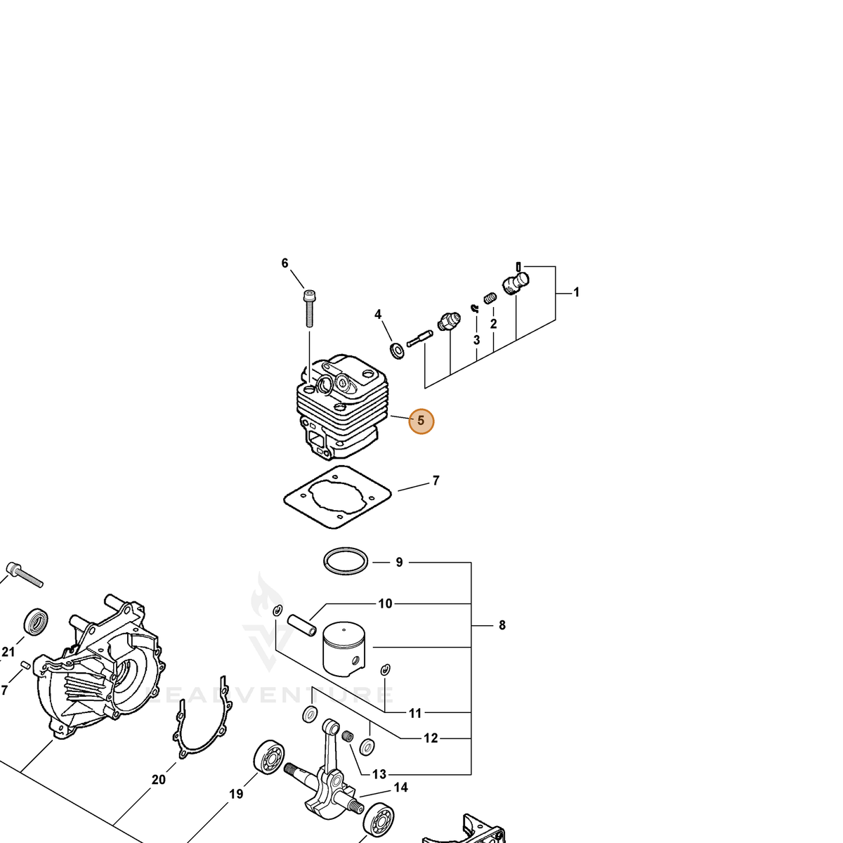 ECHO part A130000711 — IPL diagram snippet (6x zoom, amber highlight)