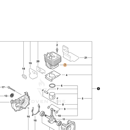 ECHO part A130000780 — IPL diagram snippet (6x zoom, amber highlight)