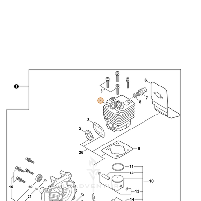 ECHO part A130000880 — IPL diagram snippet (6x zoom, amber highlight)