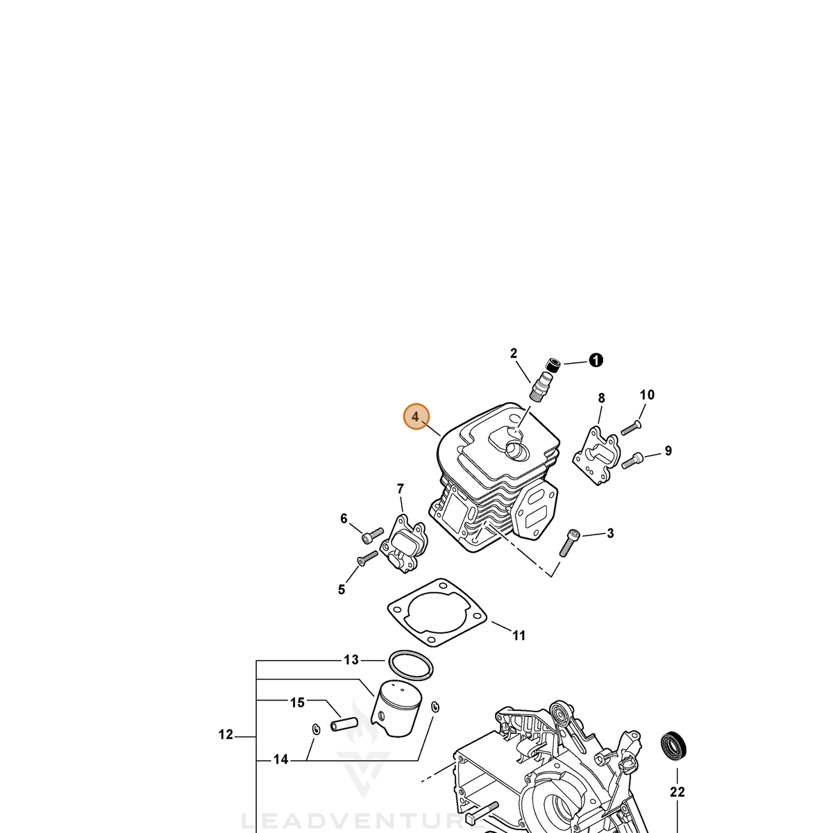 ECHO part A130001740 — IPL diagram snippet (6x zoom, amber highlight)
