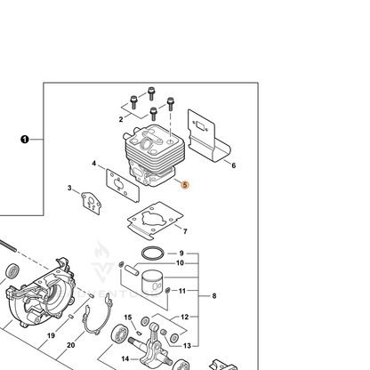 ECHO part A130001940 — IPL diagram snippet (6x zoom, amber highlight)