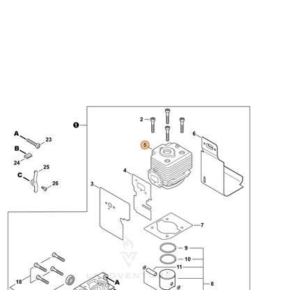 ECHO part A130002130 — IPL diagram snippet (6x zoom, amber highlight)