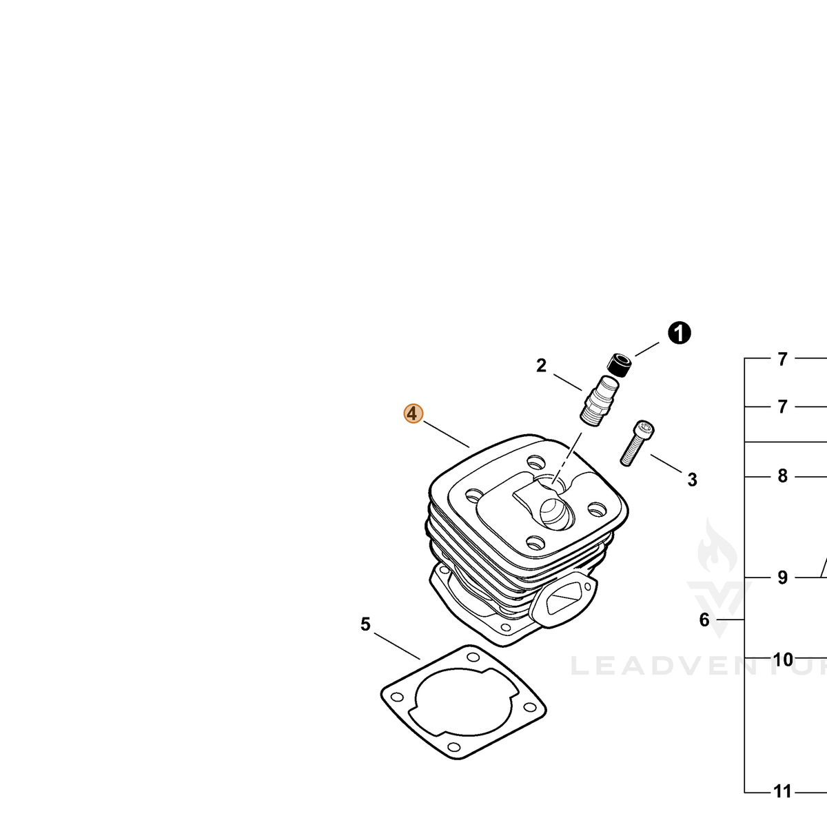 ECHO part A130002160 — IPL diagram snippet (6x zoom, amber highlight)
