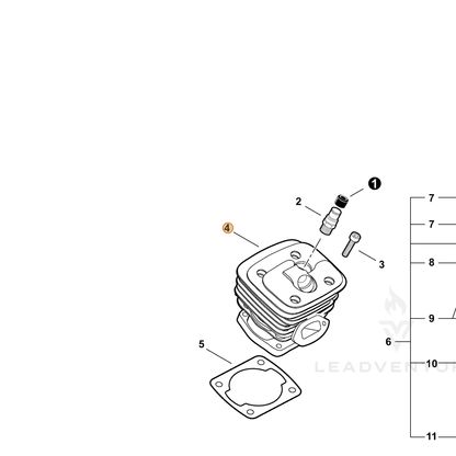 ECHO part A130002160 — IPL diagram snippet (6x zoom, amber highlight)