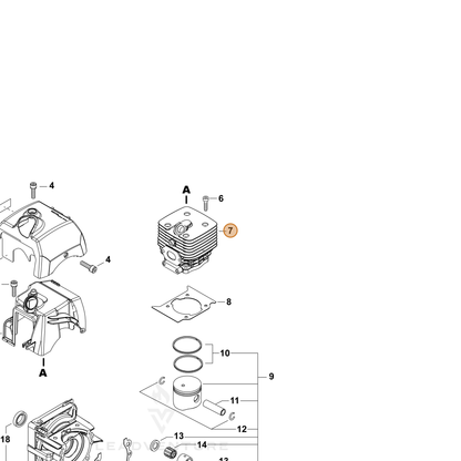 ECHO part A130002191 — IPL diagram snippet (6x zoom, amber highlight)
