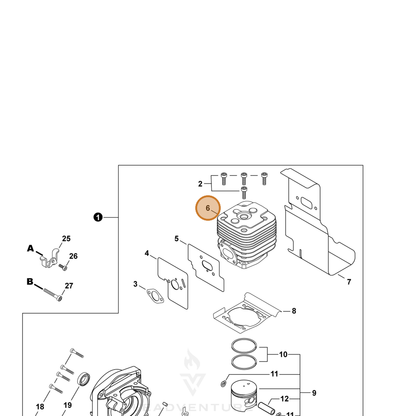 ECHO part A130002250 — IPL diagram snippet (6x zoom, amber highlight)