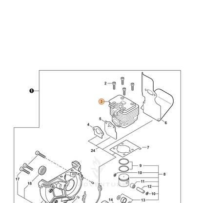 ECHO part A130002330 — IPL diagram snippet (6x zoom, amber highlight)