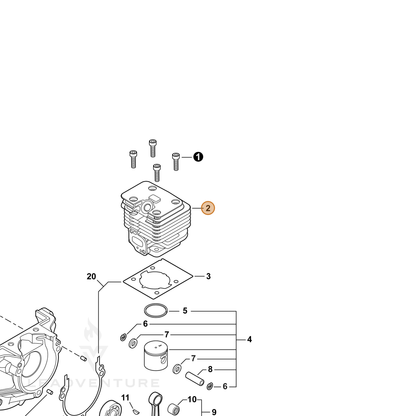 ECHO part A130002340 — IPL diagram snippet (6x zoom, amber highlight)