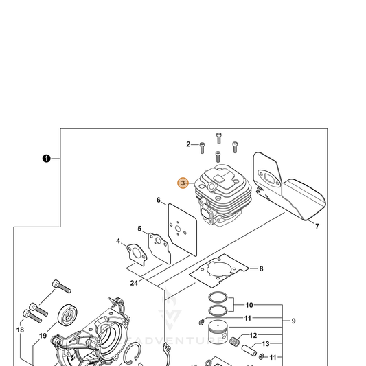 ECHO part A130002350 — IPL diagram snippet (6x zoom, amber highlight)