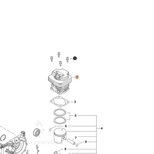 Echo part A130002450 — IPL diagram snippet (6x zoom, amber highlight)