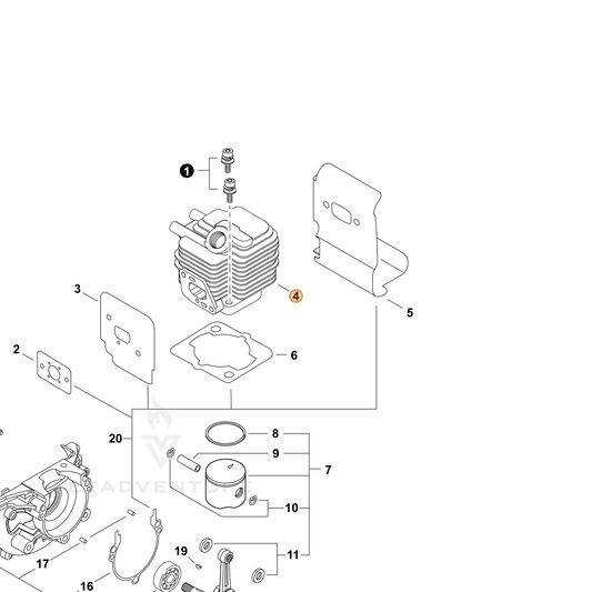 Echo part A130002470 — IPL diagram snippet (6x zoom, amber highlight)