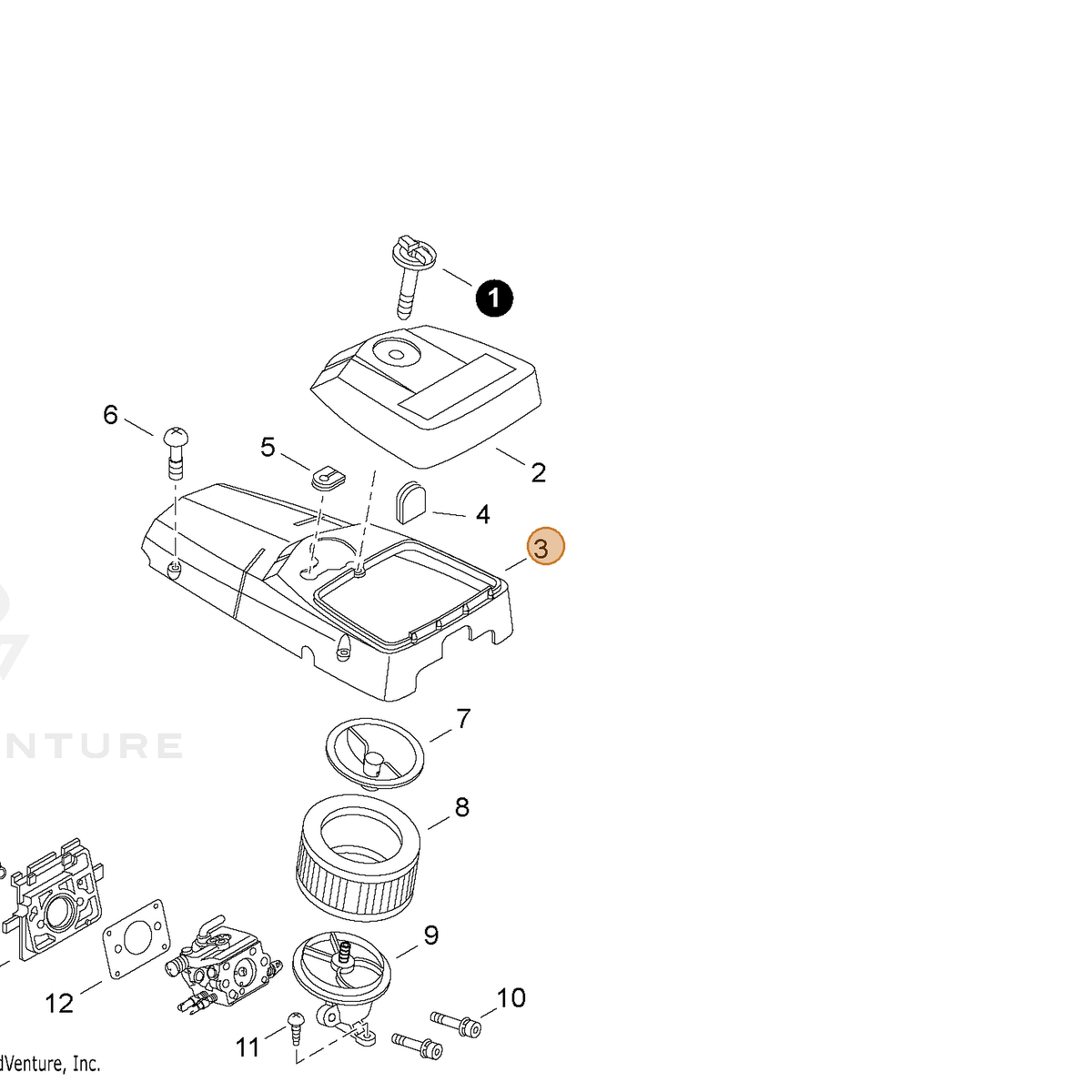 ECHO part A160000015 — IPL diagram snippet (6x zoom, amber highlight)