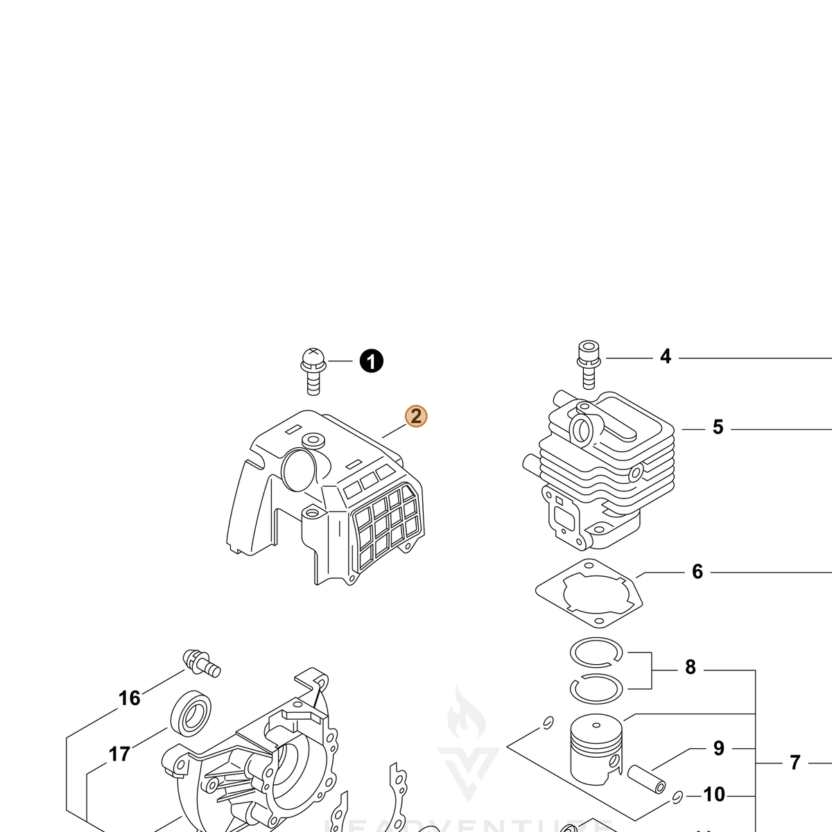 ECHO part A160000030 — IPL diagram snippet (6x zoom, amber highlight)
