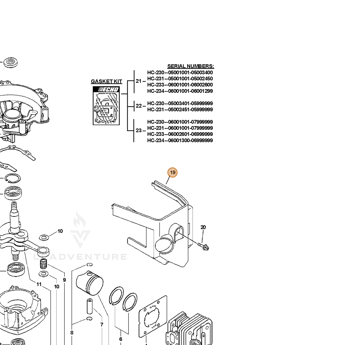 ECHO part A160000080 — IPL diagram snippet (6x zoom, amber highlight)