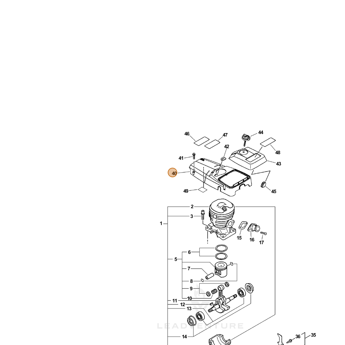 ECHO part A160000202 — IPL diagram snippet (6x zoom, amber highlight)