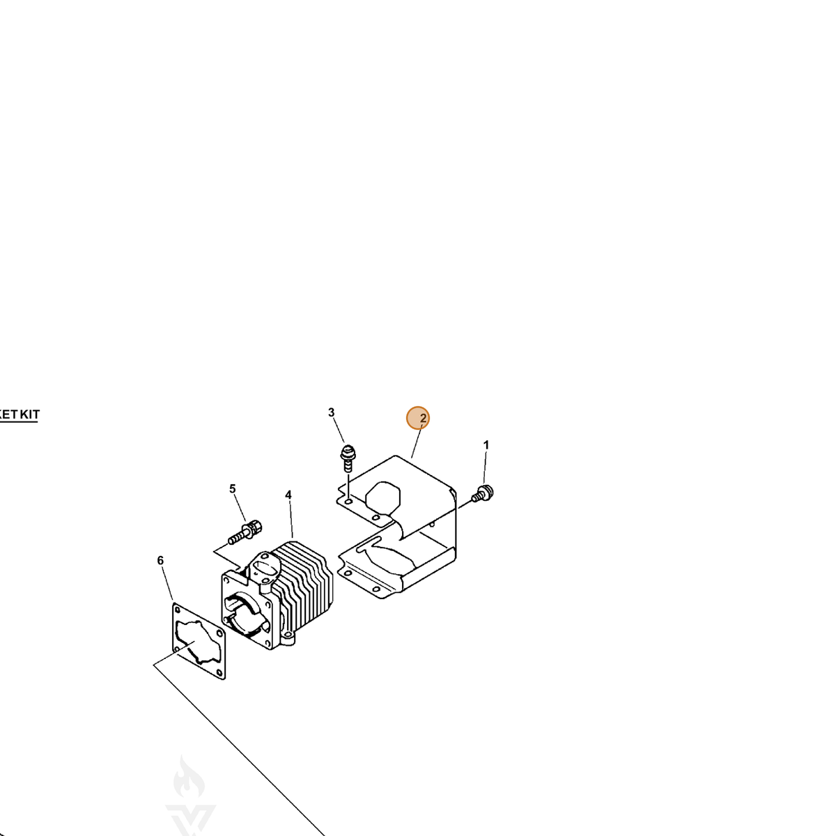 ECHO part A160000230 — IPL diagram snippet (6x zoom, amber highlight)