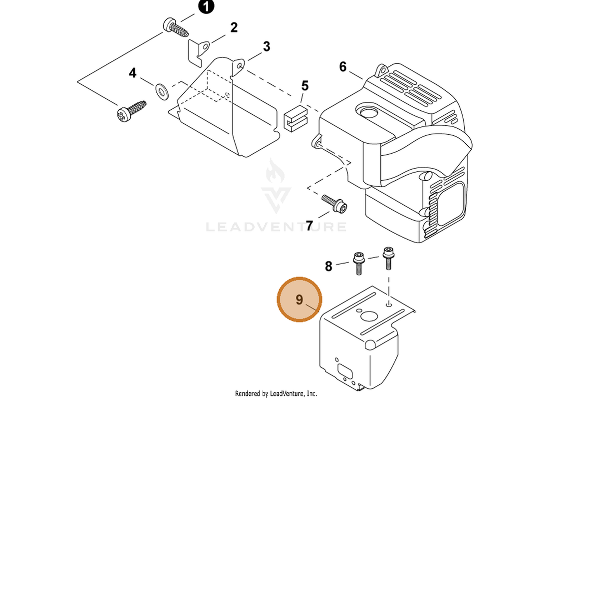 ECHO part A160000340 — IPL diagram snippet (6x zoom, amber highlight)