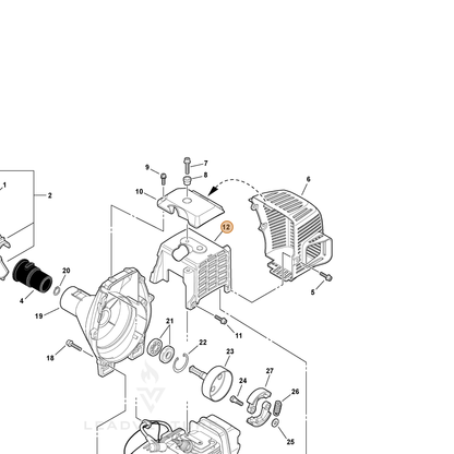 ECHO part A160000360 — IPL diagram snippet (6x zoom, amber highlight)