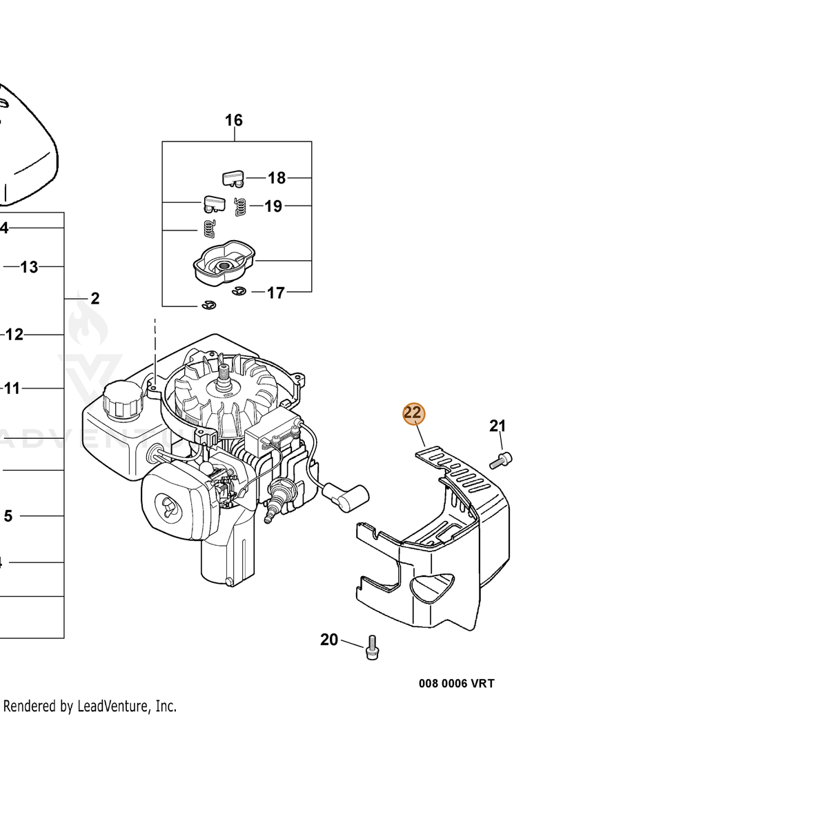 ECHO part A160000670 — IPL diagram snippet (6x zoom, amber highlight)