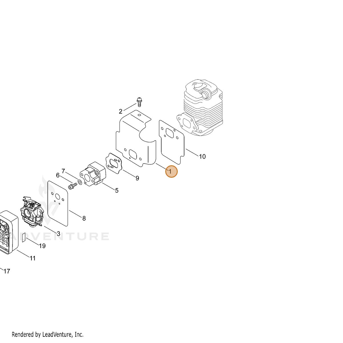 ECHO part A160000680 — IPL diagram snippet (6x zoom, amber highlight)