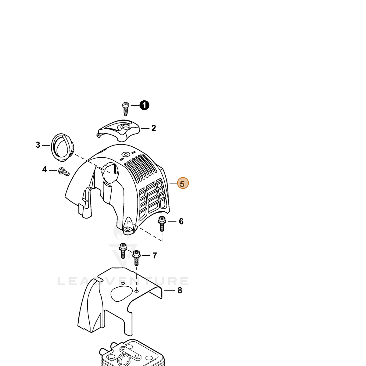 ECHO part A160000780 — IPL diagram snippet (6x zoom, amber highlight)