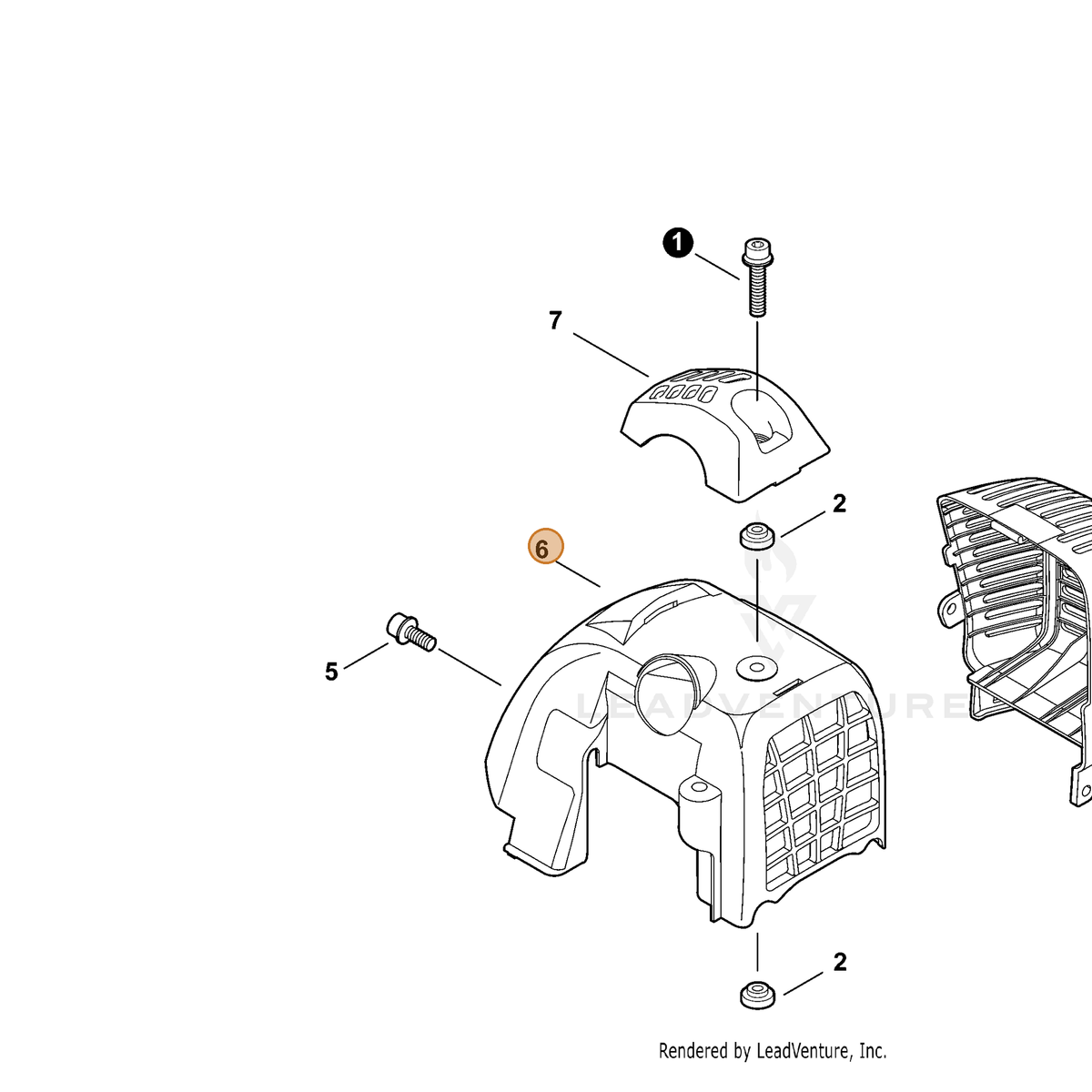 ECHO part A160000800 — IPL diagram snippet (6x zoom, amber highlight)